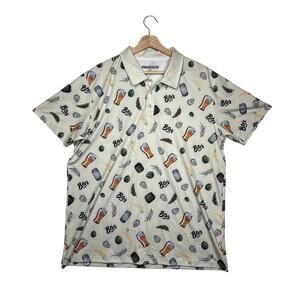 Shankitgolf Beer Polo 2.0 Golf Shirt Performance Polo Novelty Print Casual Sz XL